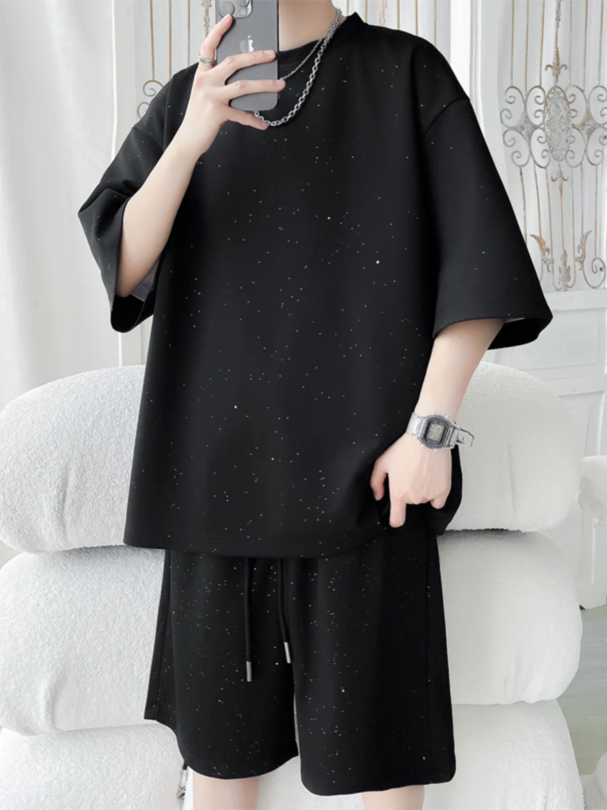 

Summer Casual Sport Two-Piece Set for Men T-irt orts Drapey Feel Polyester Fiber Youth Summer Wear Chinese Manufacturer