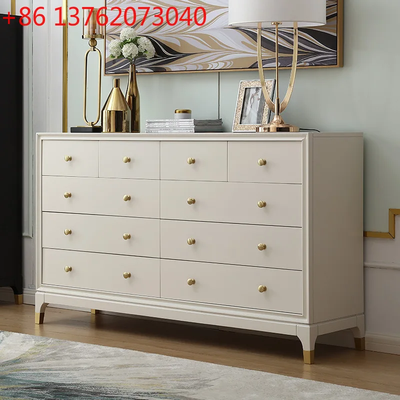 Armadietto d'ingresso per soggiorno in legno massello di lusso leggero, mobili moderni e semplici con cassetti