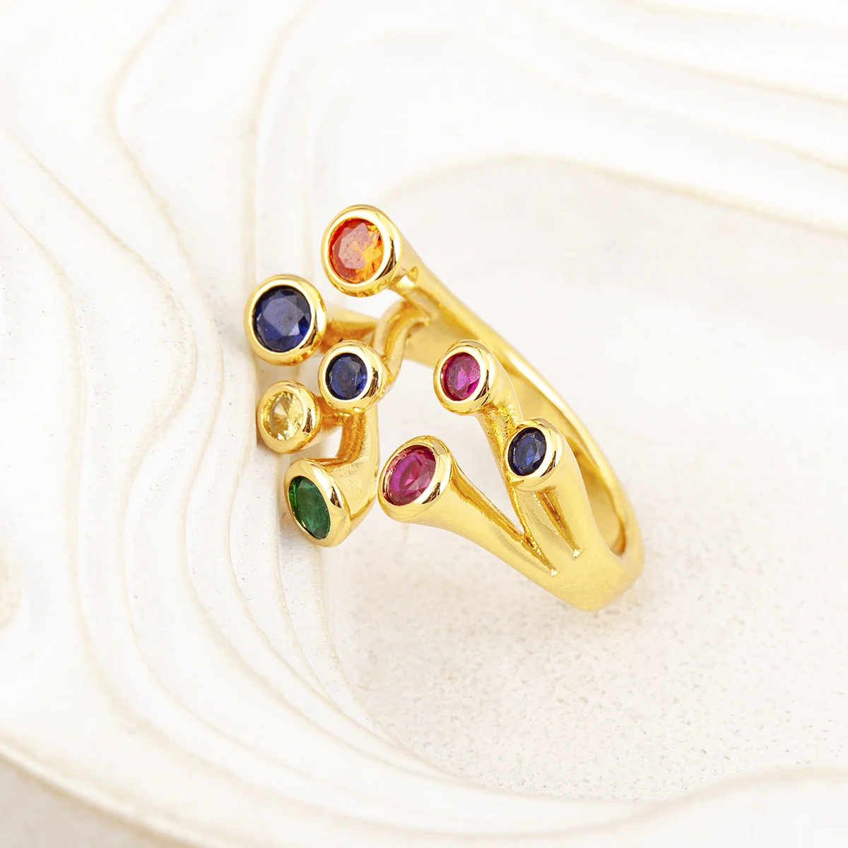 AIBEF 4 ألوان مطعمة الملونة الزركون خواتم مفتوحة قابل للتعديل للإناث الذكور غير النظامية تصميم كريستال فنجر مجوهرات هدية