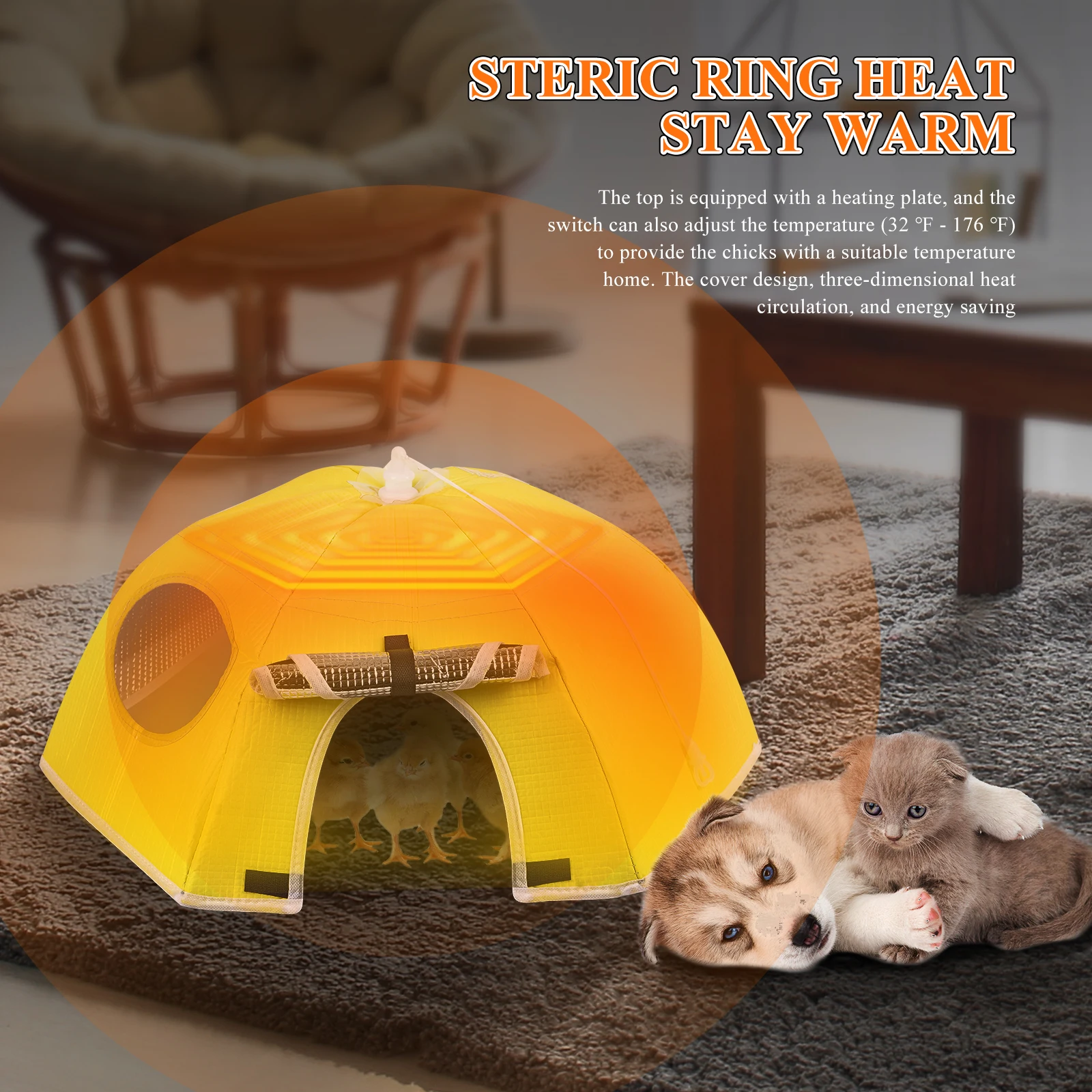 Pet Poultry Electric Chick Brooder Heating Cover Chick Heater Chicken Warmer Easy To Install Convenient Time-saving 110V/220V