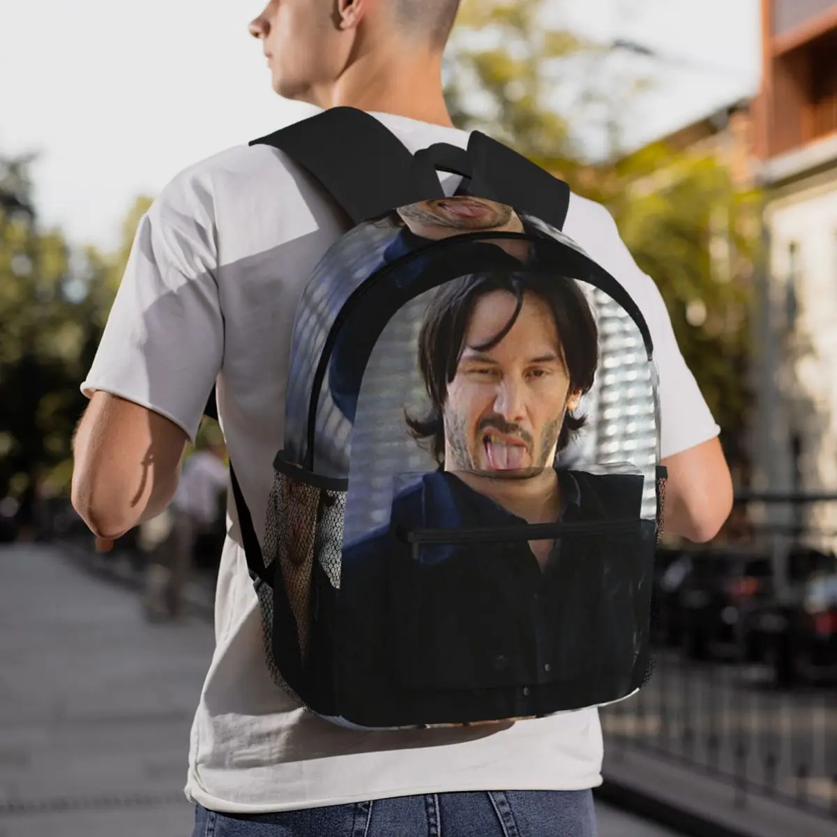 Funny Keanu Reeves Backpack Student BookBag Children School Bag Computer Shoulder Bags for Men Women