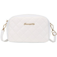 Embroidered Female Messenger Bag PU Lattice Shoulder Crossbody Bag Solid Color Shopping Daily Purse Ladies Handbags