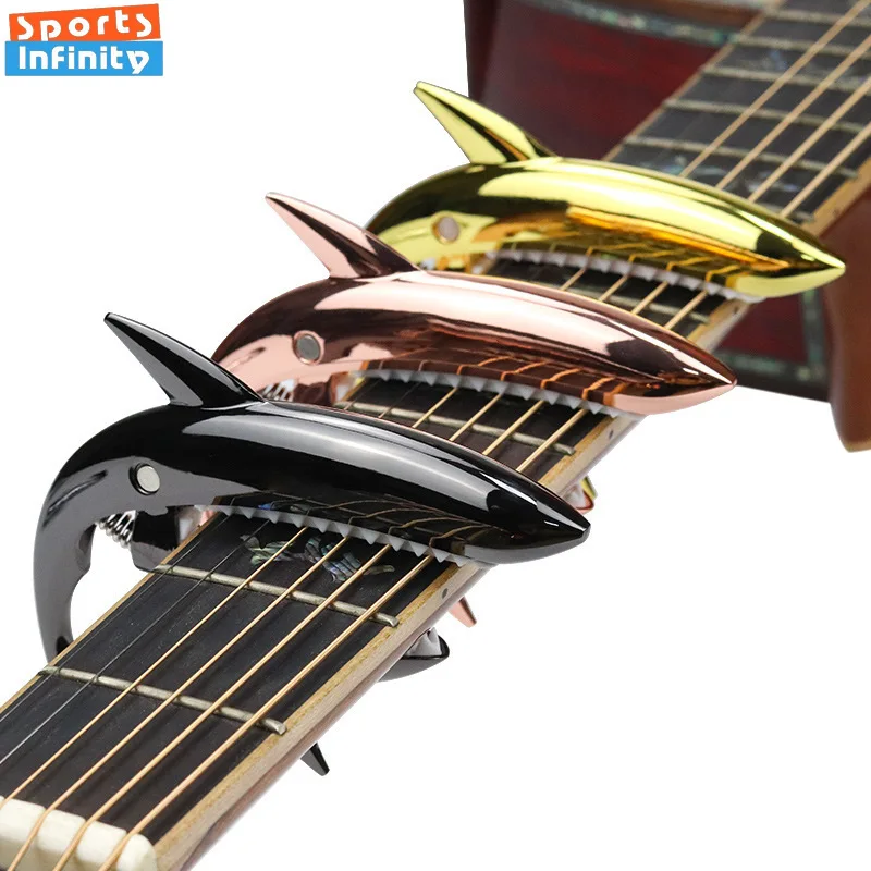 Metal Shark Acoustic Guitar Capo Clip Metal Clamp with Changing Strings Tools Wood Classic Electric Guitar Ukulele Universal