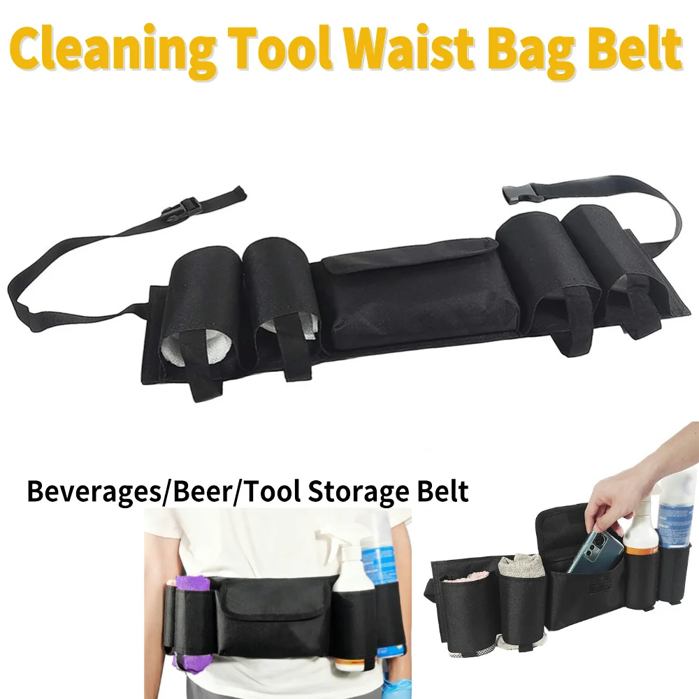 Oxford Cleaning Tool Waist Bag Belt with Pockets Waist Pack Bag Tool Storage Belt for Janitorial Custodial Housekeeping Cleaning