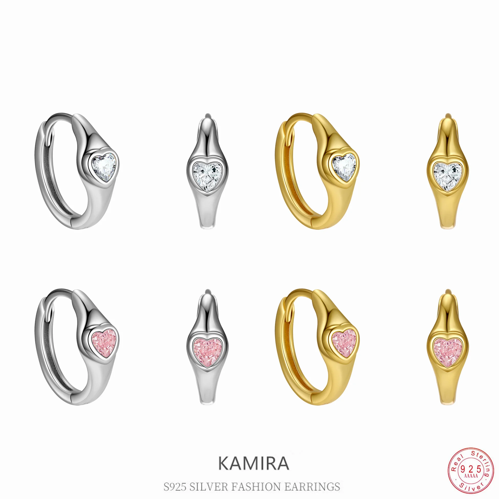 

KAMIRA стерлингового серебра 925 пробы романтические милые розовые серьги-кольца с цирконием для женщин, банкетные нежные очаровательные модные украшения для девочек