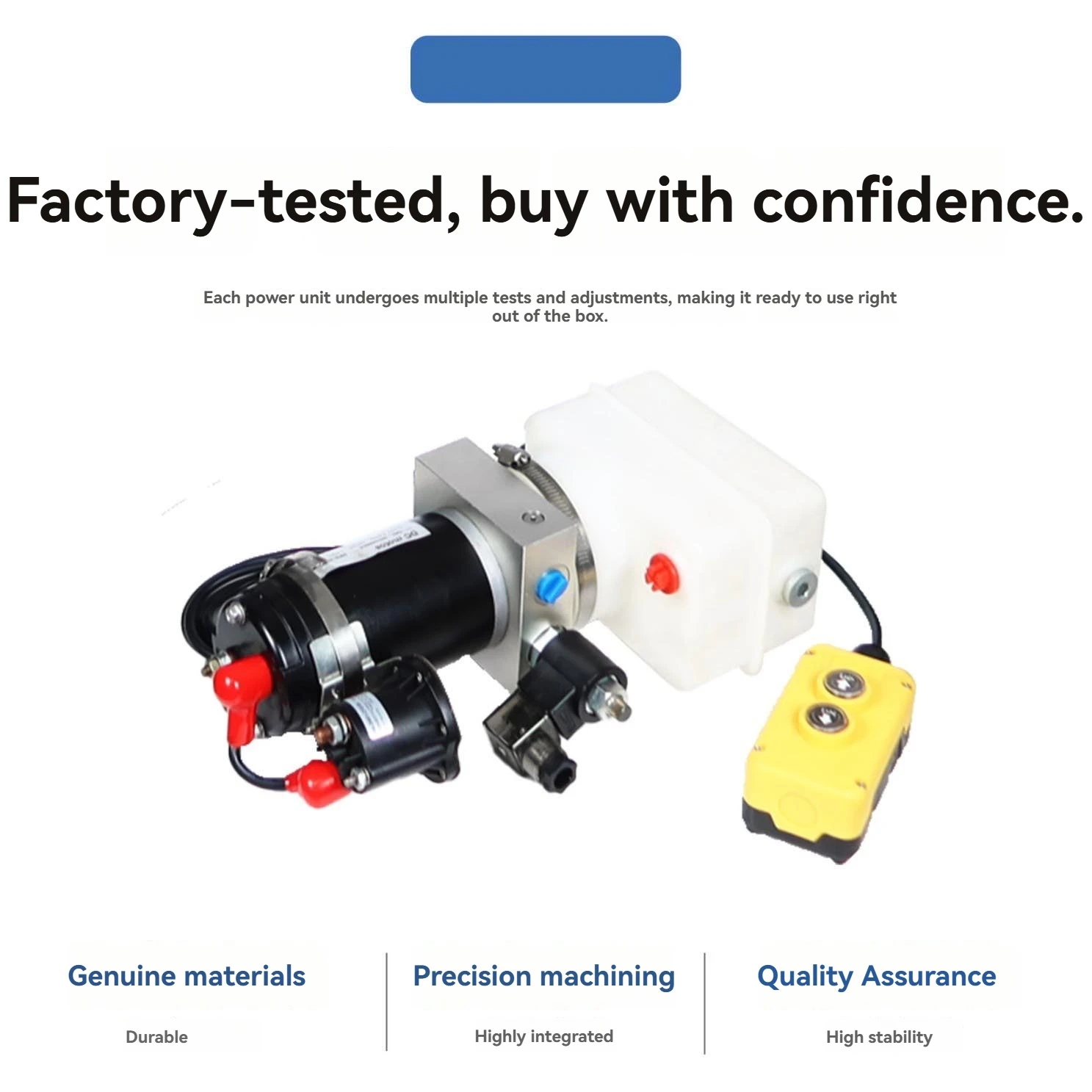 Vertical 24V Hydraulic Power Unit Assembly Stainless Steel 0.75Cc Hydraulic Oil For Trailer Pump