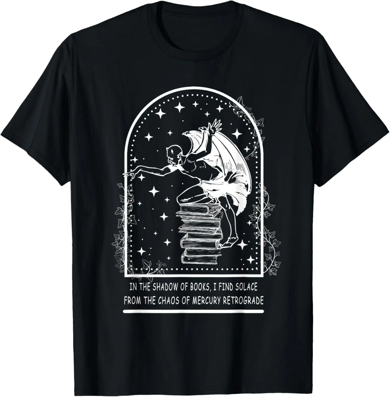 In shadow of books, I find solace from the chaos of Mercury T-Shirt