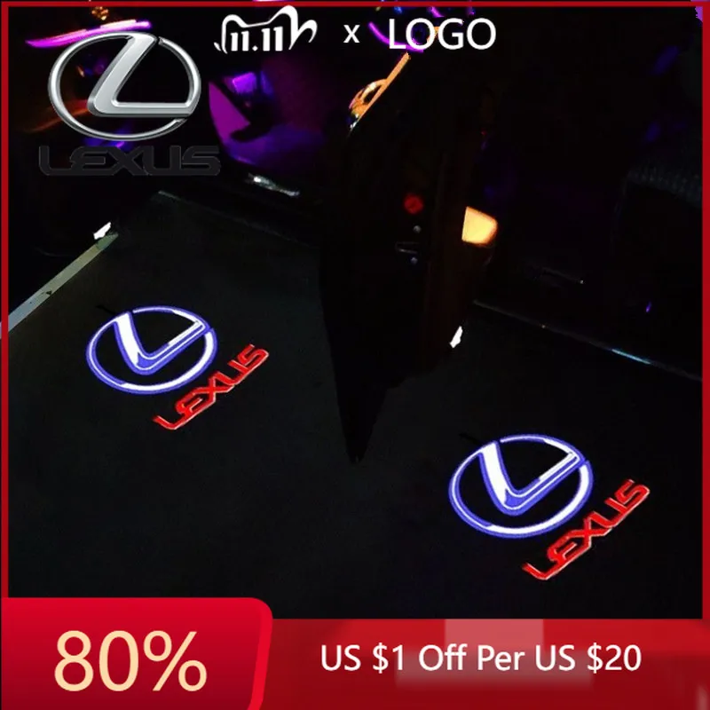 

2026 Hot Interior Stickers Car Welcome Door Light For Lexus ES IS LX RX GS GX LC RC UX LS New Car Icon HD Lamp LED Projector Gho