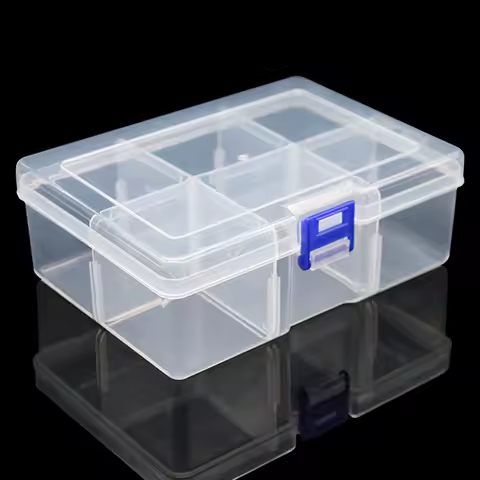 【Peace】1PC 6-Grid Plastic Box Removable Storage Box For Tools Jewelry And Fishing Gear Desktop Storage Box