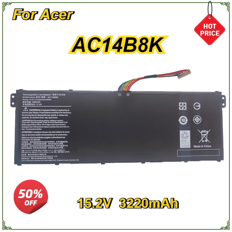 

New AC14B8K Laptop Battery for Acer Aspire Nitro 5 AN515-51 CB3-111 CB5 ES1-511 ES1-512 R3 R3-131T R5 R5-471T R5-571T 4 Cells