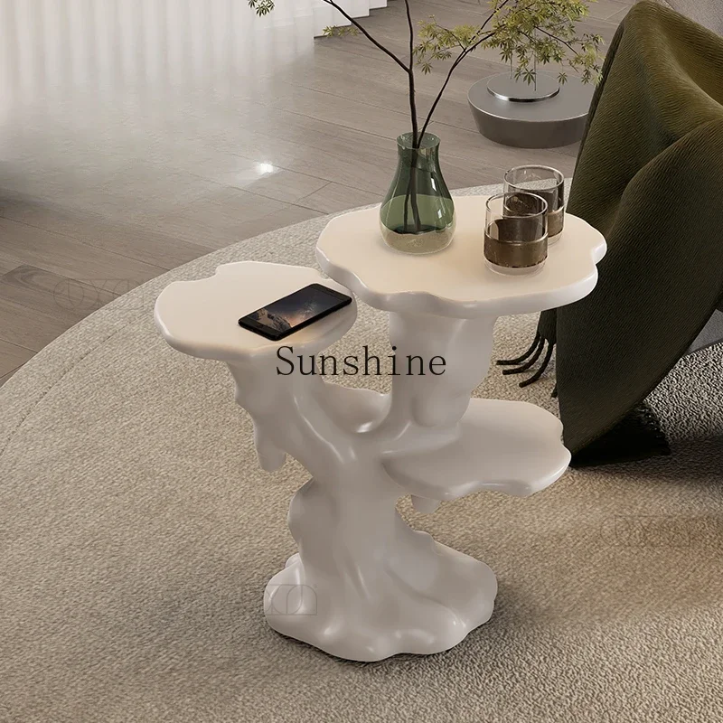 

Black small coffee table living room bedside wireless charging creative light luxury high sense