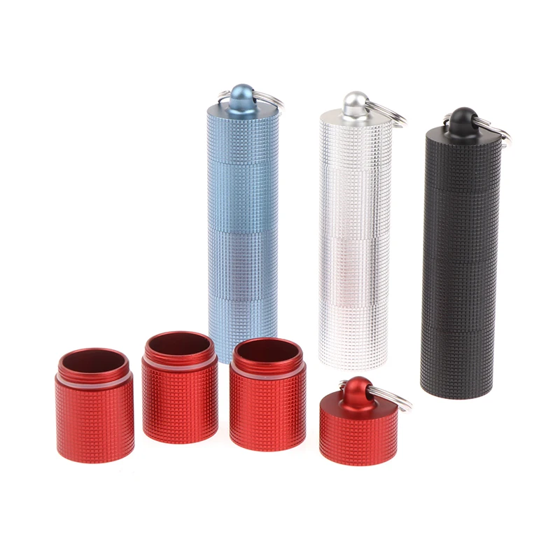 Mini Drug Bottle Holder Aluminum Alloy Medicine Container Small Portable Pill Box Case Waterproof Keychain Keep Tool