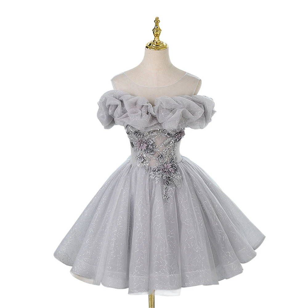 Elegant Scoop Stock Short Homecoming Dresses 2025 Organza Mini Cocktail Birthday Prom Party Graduation Gown Hoco Dress H326