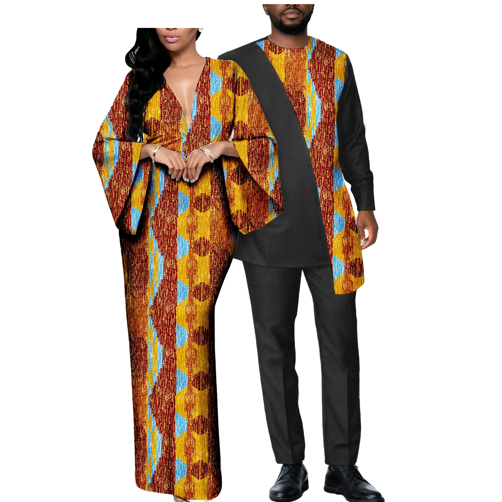 أطقم ملابس متطابقة للزوجين من SEA&ALP للنساء وملابس Dashiki للرجال لحفلات الزفاف #3