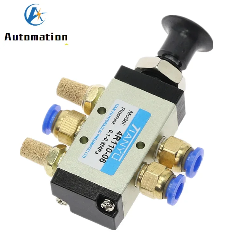 

5 way 2 position Manual control valve Pneumatic air hand pull push valve 4R110-06 1/8" BSP + Fittings Connector AirSilencer