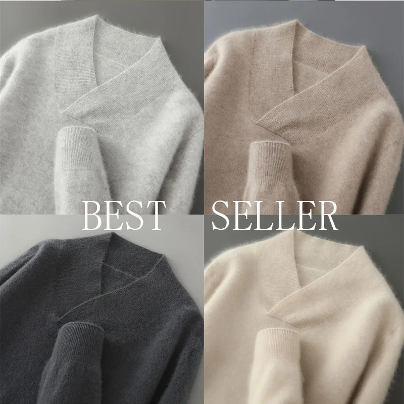 سترة صوف محبوكة 100% برقبة على شكل حرف V للرجال في خريف/شتاء 2025 سترة شبه عالية الرقبة سميكة/عصرية متعددة الاستخدامات دافئة وقاعدة