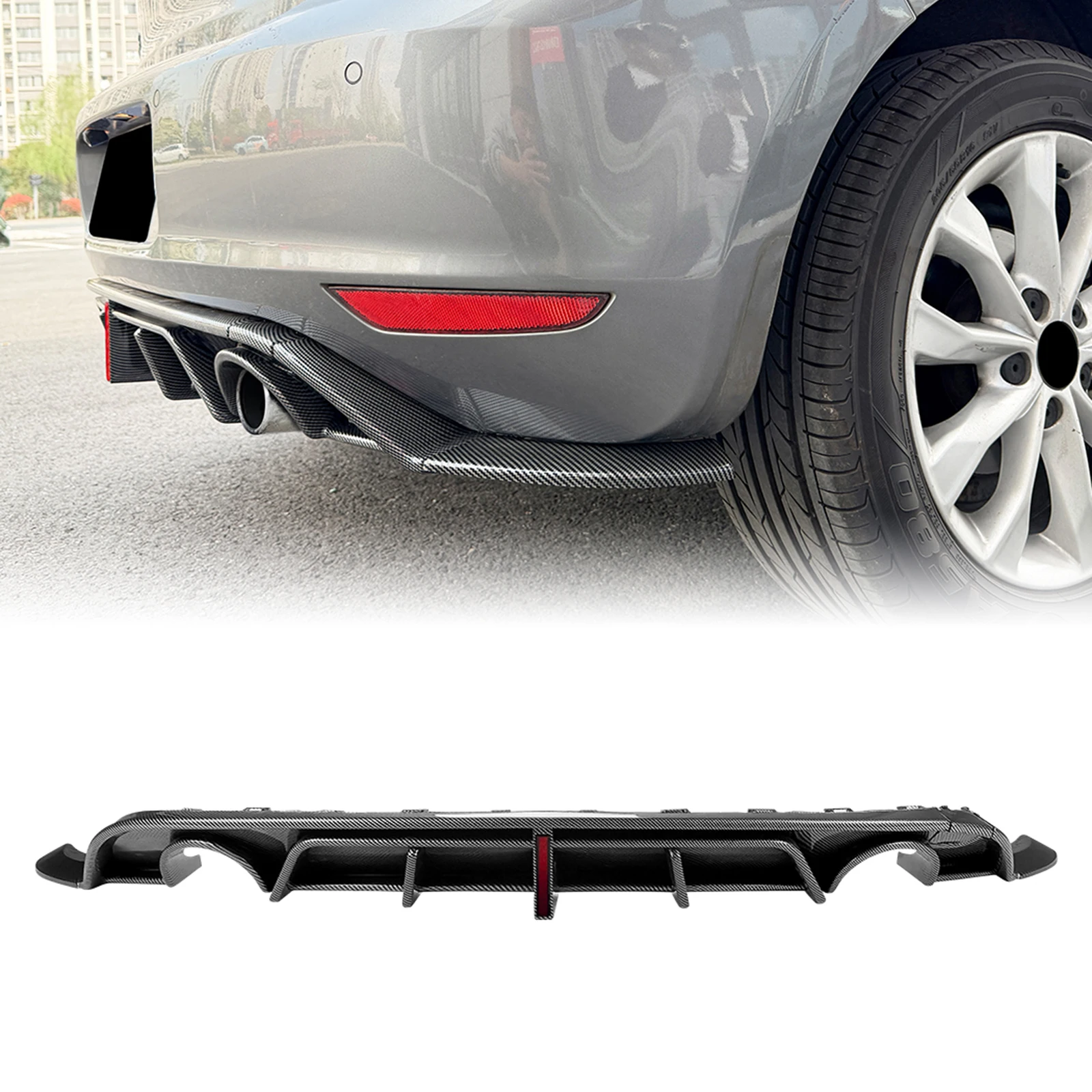 

Gloss Black/Carbon Fiber Look Spoiler Splitter For Volkswagen VW Golf 6 MK6 2008-2012 Standard Version Rear Bumper Diffuser Lip