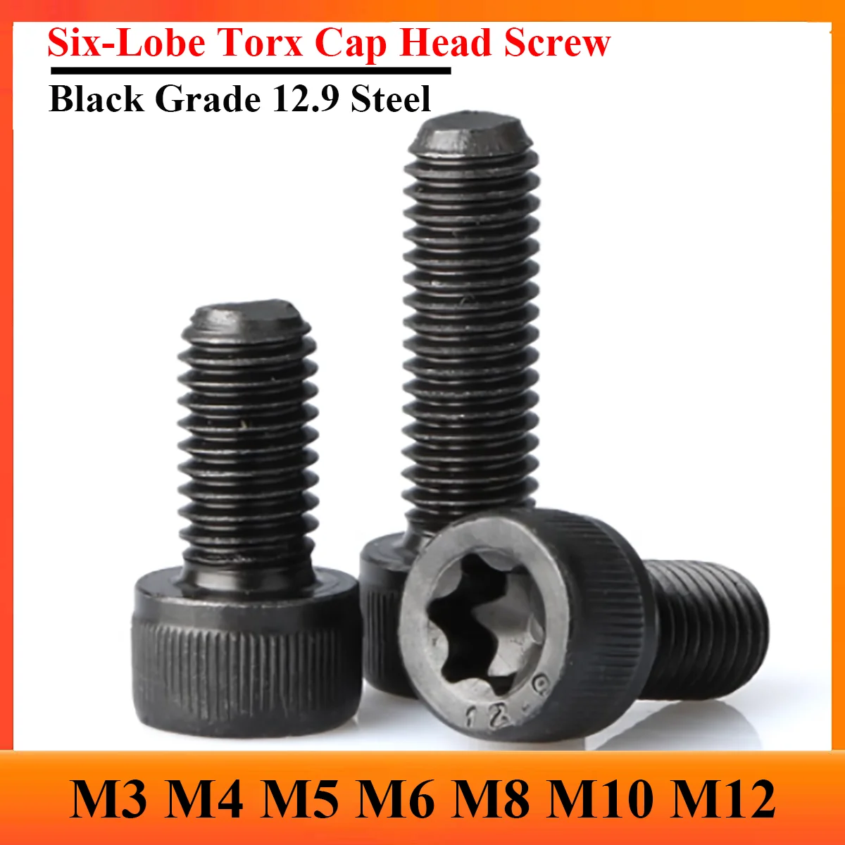2/5/10pcs Black M3 M4 M5 M6 M8 M10 M12 Six-Lobe Torx Cap Head Screw Grade 12.9 High Tensile Torx Socket Head Bolts