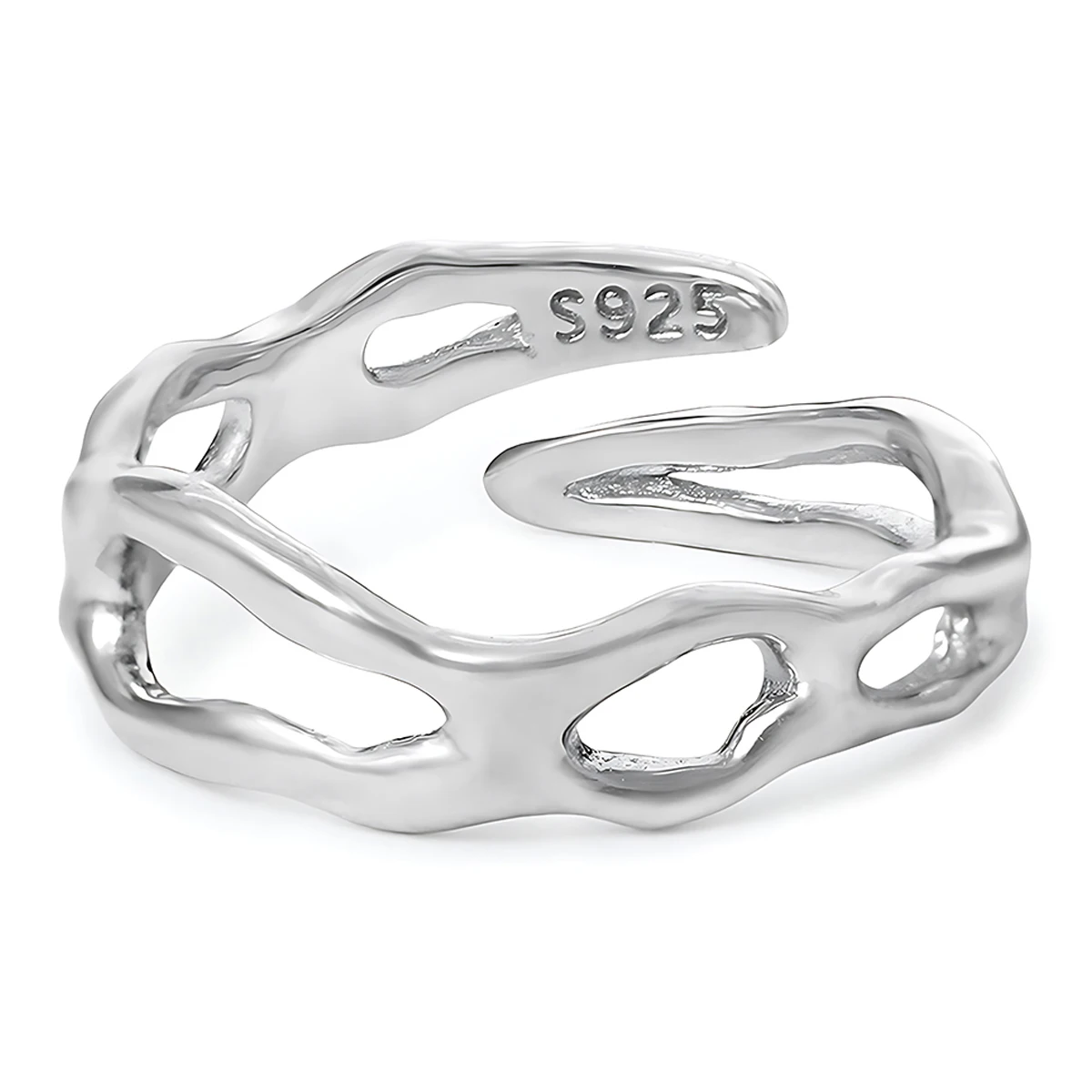 

Women's Minimalist Aesthetic Silver Ring Niche Original Design Instagram-Inspired Simple Irregular Openwork Sterling Silver 925