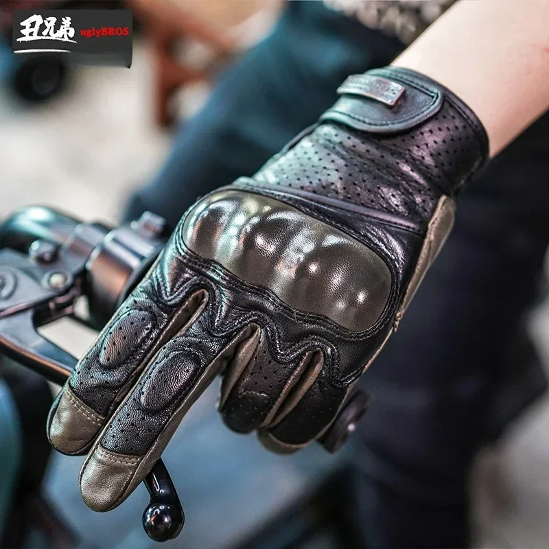 

Uglybros Motorcycle Gloves Retro Locomotive Racing Gloves Spring and Summer Hard Shell Anti-drop Touch Screen Racing Gloves