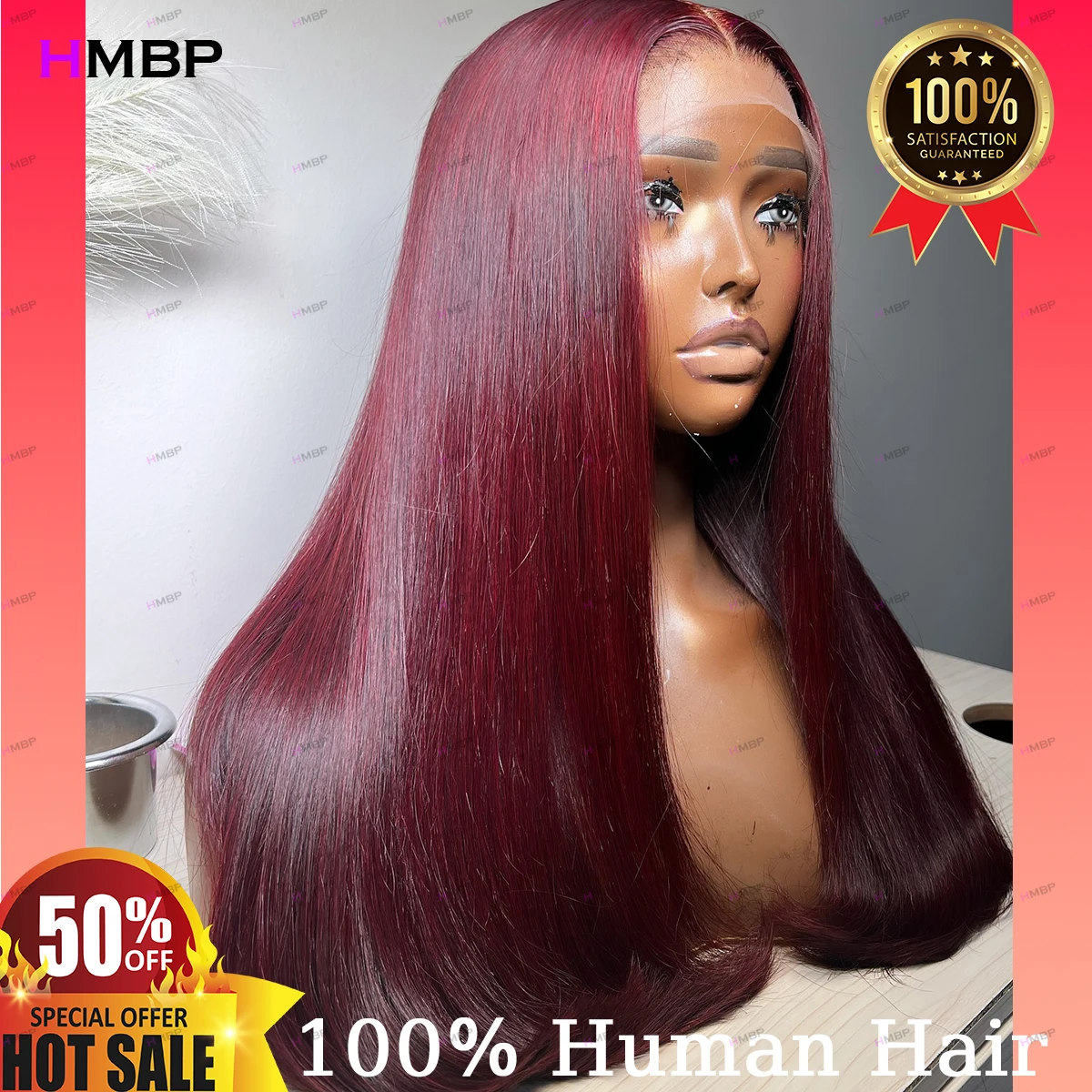 Glueless Lace Frontal Wigs 99j Color Straight 360/13×6 HD Transparent Lace Frontal Wig Human Hair Brazilian Hair Wig For Women