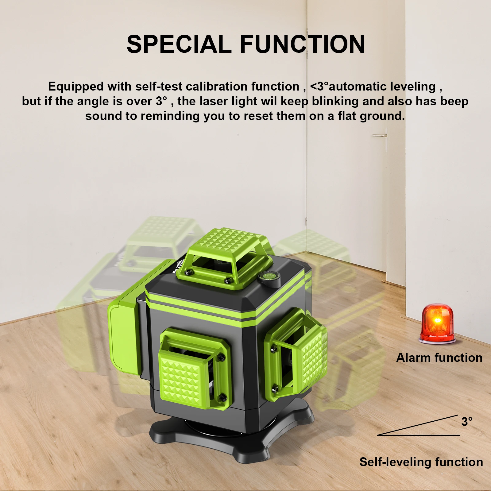 LFINE 16 Lines Professional Laser level 360 Automatic Self-Leveling Horizontal and Vertical Green Light  Nivel Laser Tools