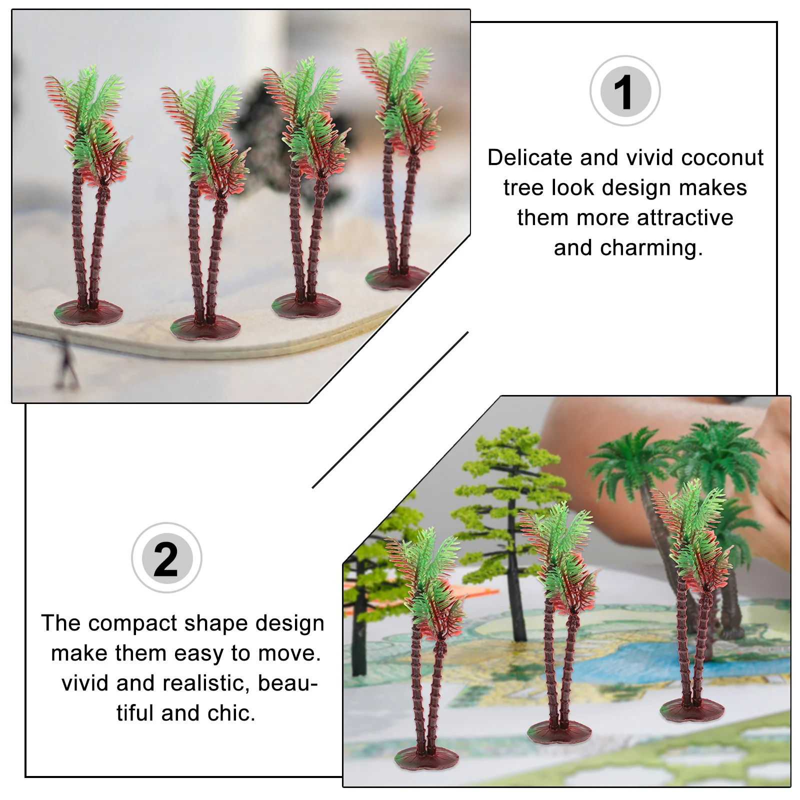 20 قطعة ديكور شجرة جوز الهند حجم صغير تصميم نابض بالحياة لطاولة الرمل مشهد المناظر الطبيعية الصغيرة زخرفة شجرة واقعية مصغرة #5