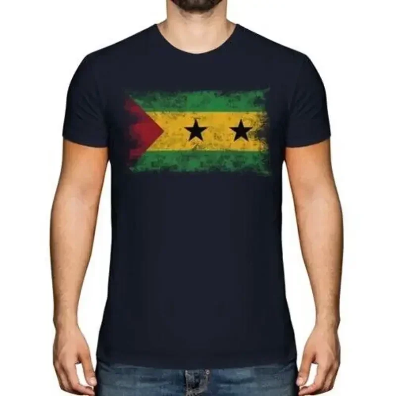 Camiseta para hombre con bandera de São Tomé e Príncipe con efecto desgastado, SÃO TOMÉ E PRÍNCIPE TOMÉAN