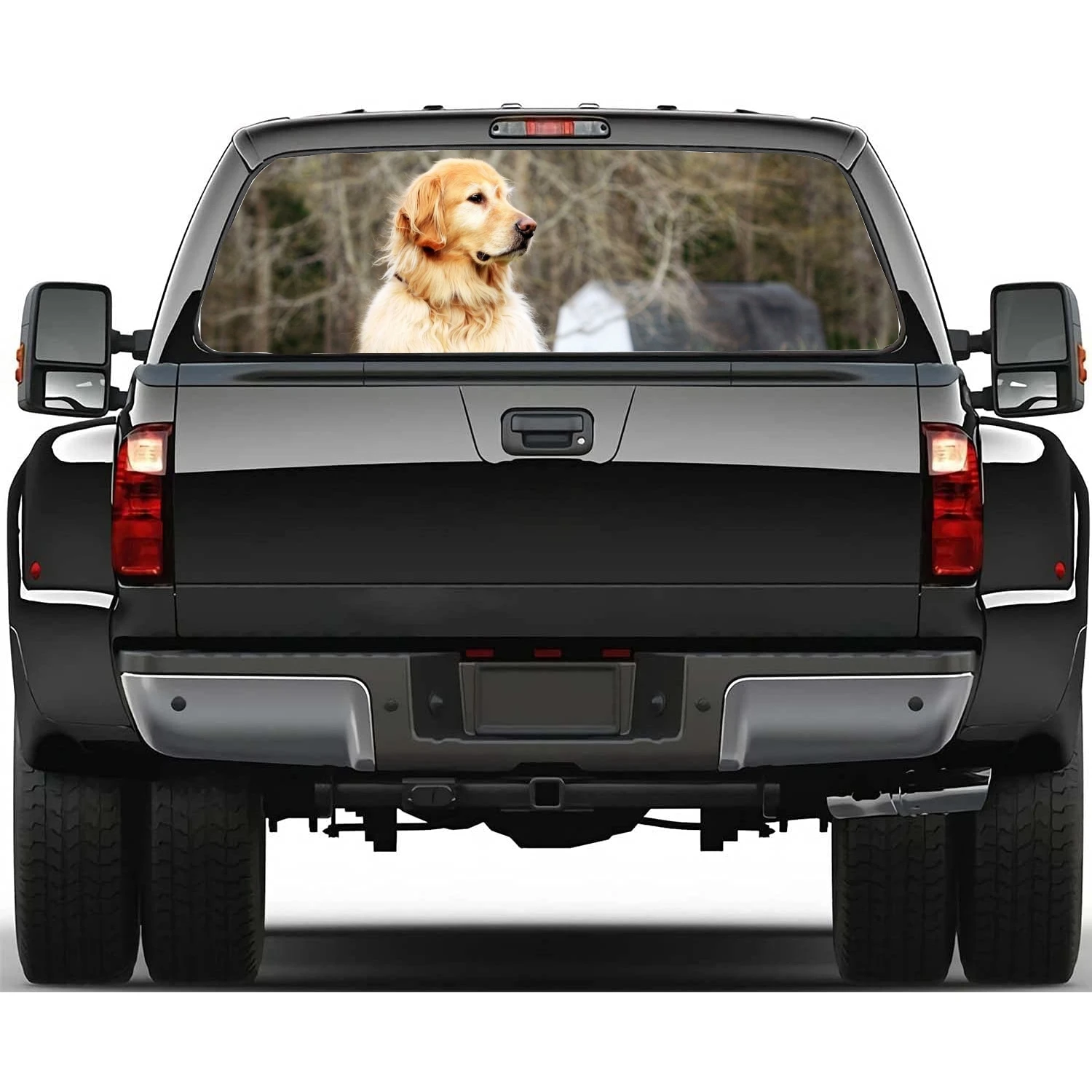 

Golden Retriever Car rear window decal sticker decoration for trucks cars perforated vinyl universal wrap sticker