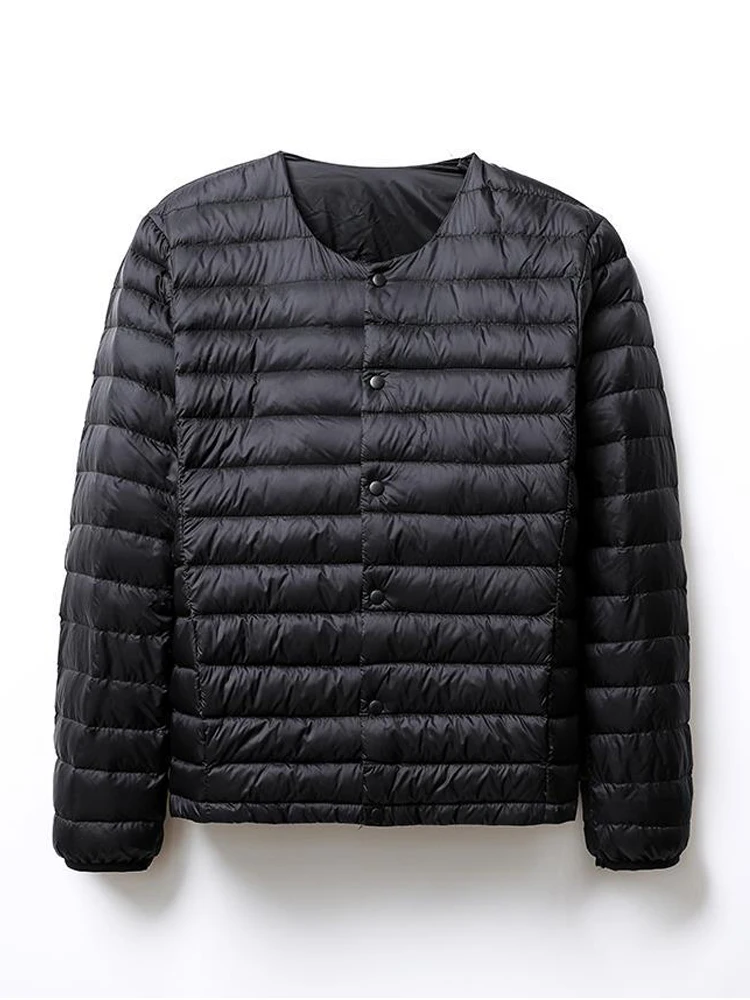 0-10 ℃   2024 neue Herbst Winter Männer Unten Jacken Ultra Licht Kragen Puffer Feder Mantel Tragbare Reise Winddicht Mann Windjacke