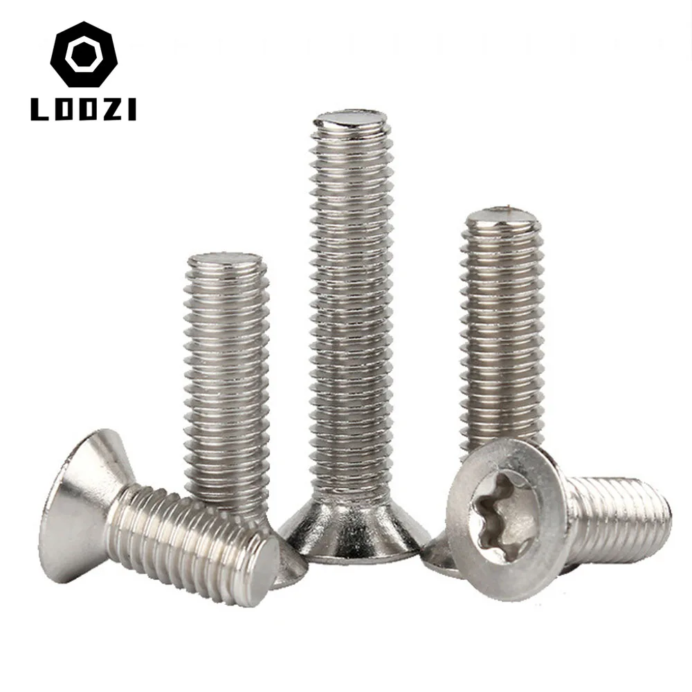 5/10/50 Stück M1,4 M1,6 M2 M2,5 M3 M4 M5 M6 M8 304 A2-70 304 Edelstahl GB2673 Sechs Lappen Torx Flachsenkkopfschraube Bolzen – Detail 2