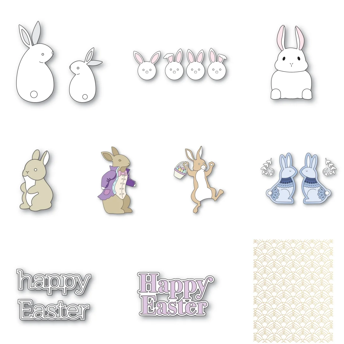 Cuddle Bunny Metal Cutting Dies Hot Foil DIY Scrapbooking Paper Craft Handmade Make Album Card Punch Embossing Template 2024 New