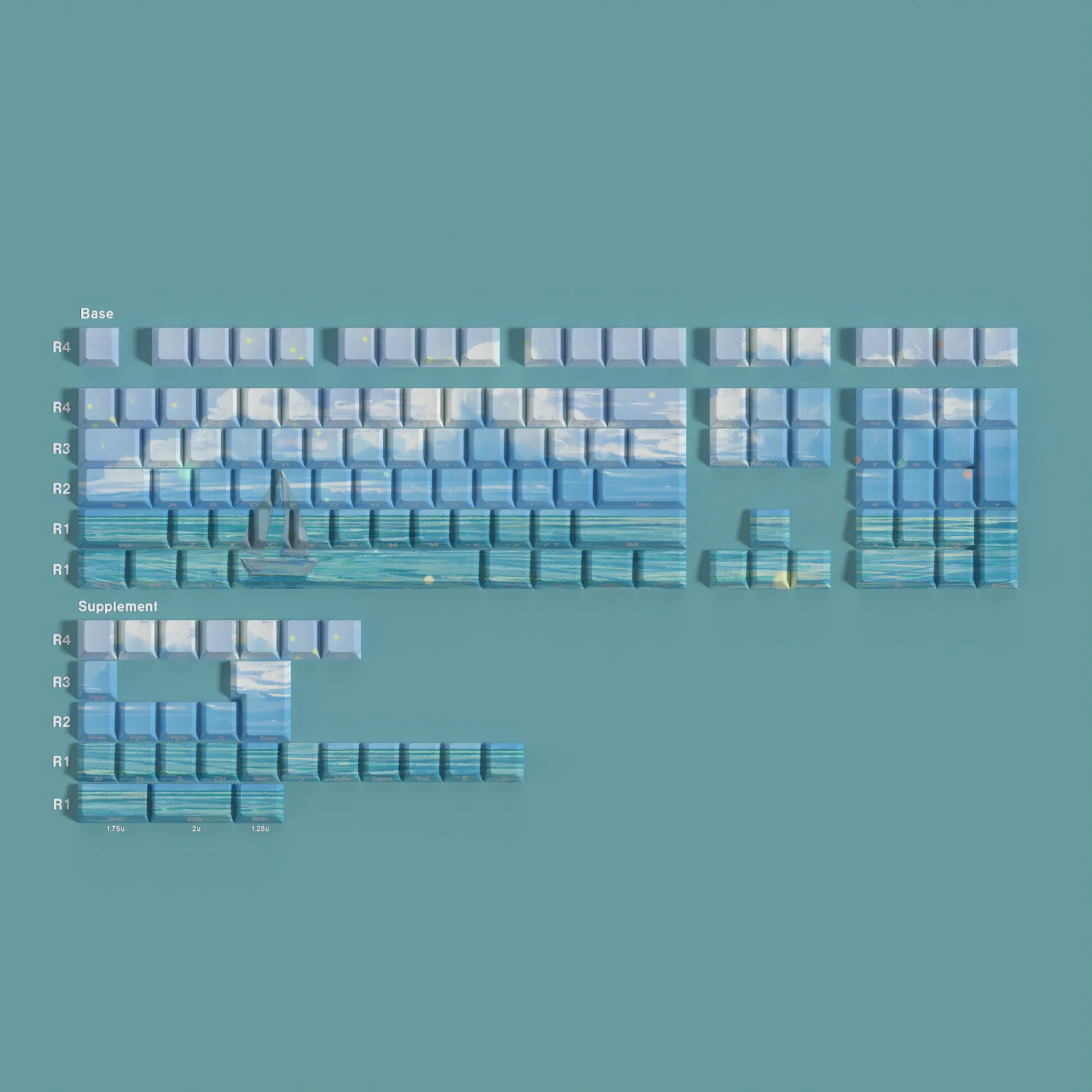 135 Keys Shine Through Side Printed Ocean Mechanical Keyboard Keycaps Cherry Profile PBT Double Shot Keycap Custom Key Caps DIY