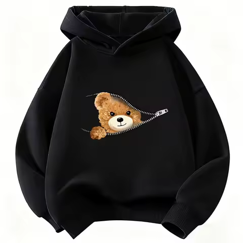Cute Fashion Bear Funny Hoodie Kids Children's Sweatshirt Hoody for Boys Girls Casual Hoodies Hip Hop Clothes