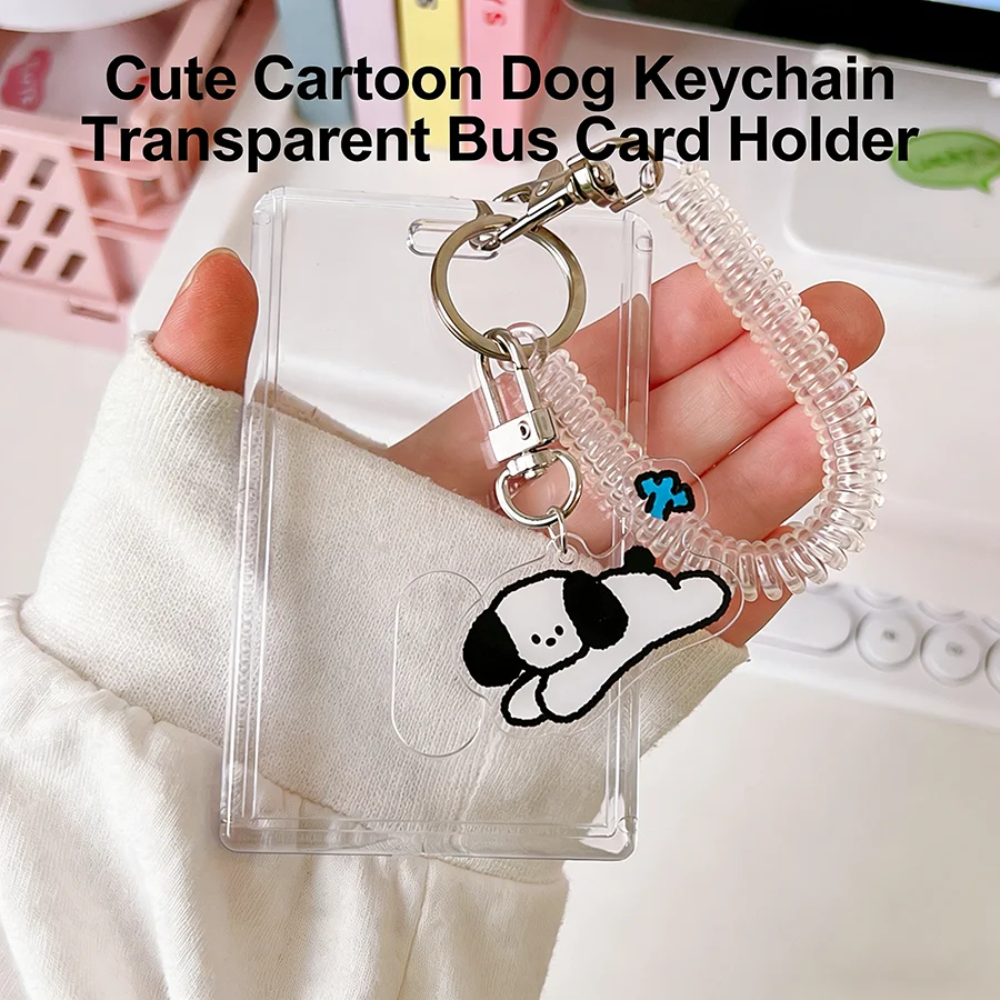 Neuer Niedlicher Tier-Schlüsselanhänger (Hund, Ente, Elefant), Transparenter Buskartenhalter, Klarer Plastik-Ausweiskartenhalter für Arbeit und Schule, Einziehbar