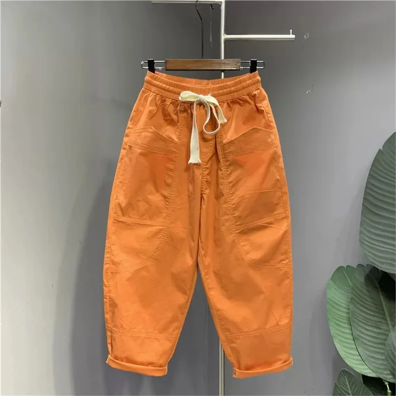 

American Retro Casual Harem Pants Men Summer Large Size 300 Pou Big ket Loose Faion Slim Dad Pants Straight Leg Cotton