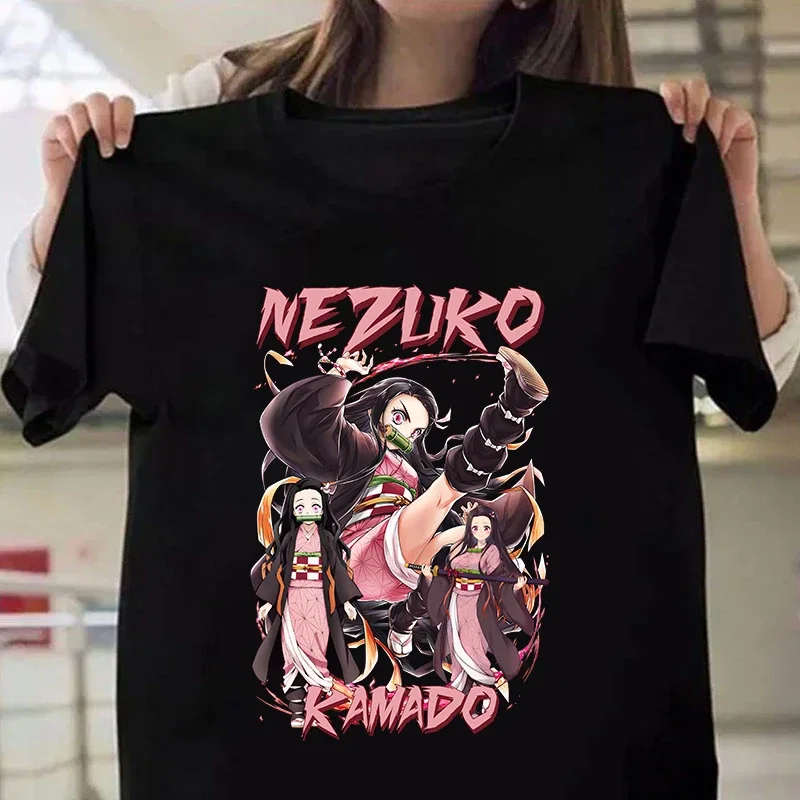 

Новая популярная футболка с принтом аниме Kamado Nezuko для мужчин и женщин, летние повседневные топы с короткими рукавами и круглым вырезом, модные футболки Y2k