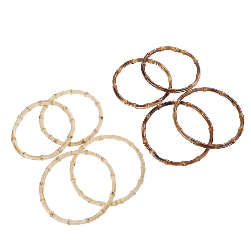 1 Pair 2 Sizes High Quality Round Bamboo Bag Handle For Handbag Handcrafted DIY Bags Accessories Plastic Handle