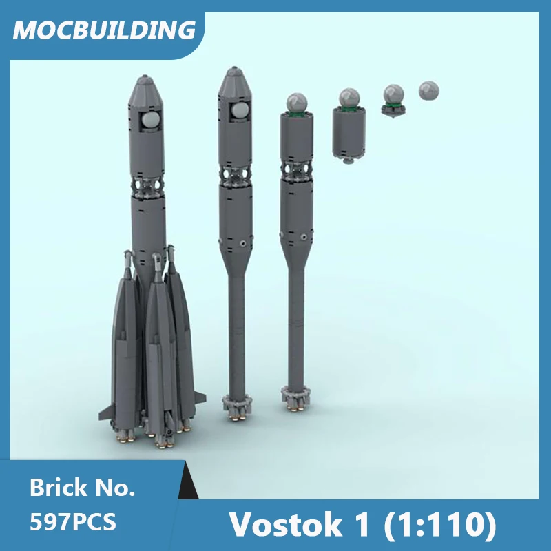 MOC Building Blocks 1:110 Vostok 1 Capsule-Rocket & Columba Fictional Rocket Model Space Series Assembled Bricks Xmas Toys Gifts