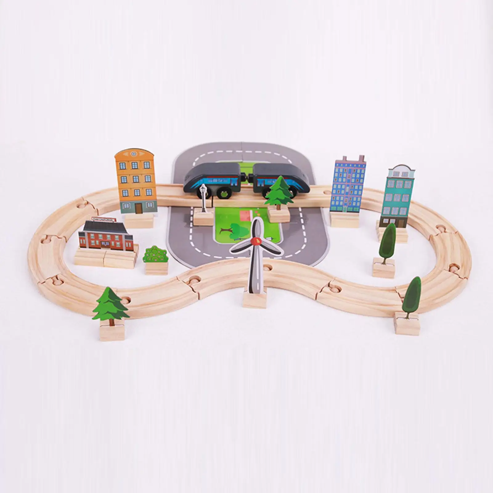 Wooden Railway Track Set Classical Train Toys Children's Toy Train Railway Sets Toys for Preschool Children Girls Age 3~6 Gifts