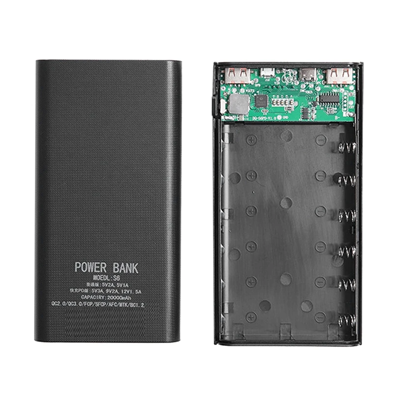 18650 배터리 보조배터리 박스, 5V 2.1A LCD 디스플레이, 20000Mah 전원 보드, 6x18650 배터리 DIY 보조베터리 케이스