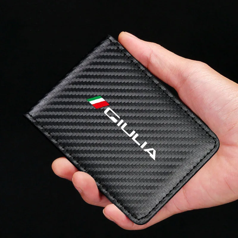 Carbon Fiber Car Driver License Bag ID Card Holder Wallet Credit Card Bag for Alfa Romeo 156 159 Mito Giulia Stelvio Giulietta