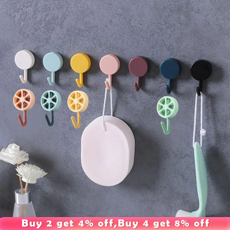 

5/10Pcs Colorful Self Adhesive Wall Hooks For Kitchen Bathroom Non-marking Hook Multifunctional Hanging Hooks Home Storage