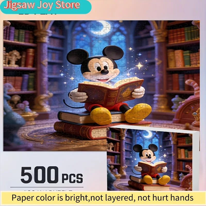 

500 шт. декоративных принтов Disney с Стичем и Микки для дома | 2D-пазл, идеально подходящий для головоломок для взрослых, семейных игровых вечеров, G