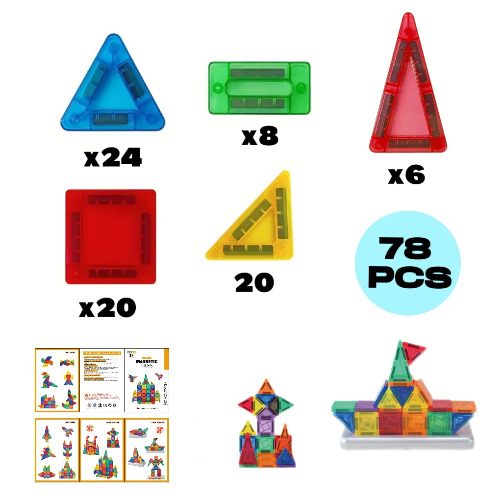 Magnetische bouwsteenreisset, gemakkelijk mee te nemen met ijzeren opbergdoos, creatieve bouwset, educatief speelgoed met stengel voor kinderen