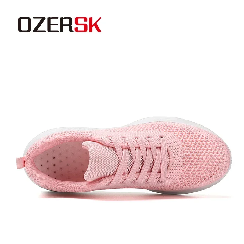 OZERSK Women Mesh Platform White Shoes Women Casual Shoes Zapatillas De Deporte Women Shoes New Breathable Lace Up Sneakers