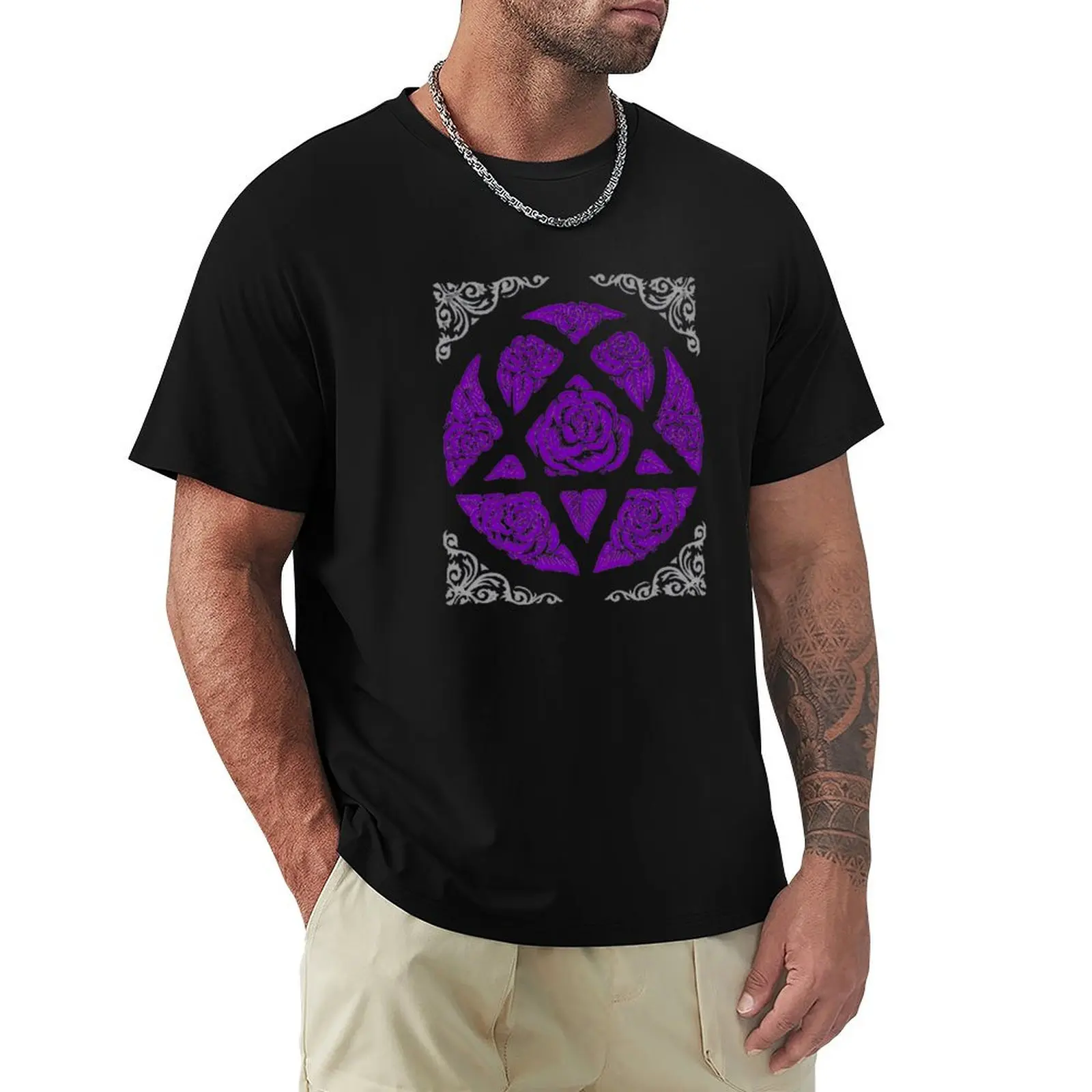 Flower Heartagram Purple T-Shirt boys animal print plain sublime funnys tshirts for men