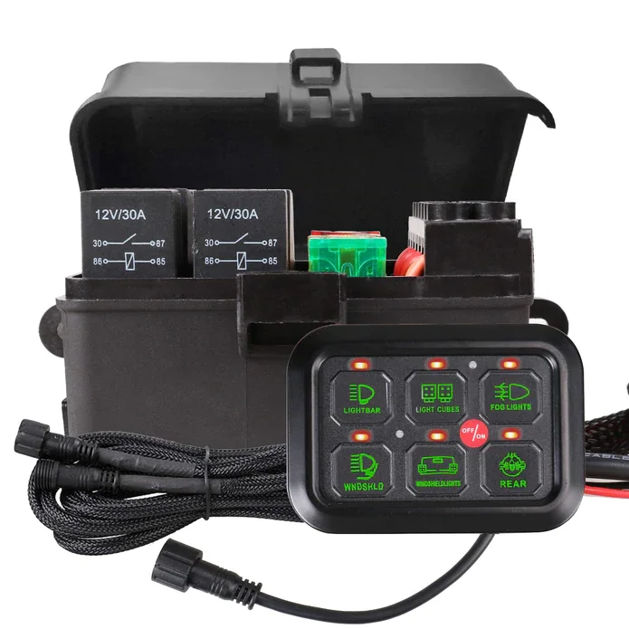 

12V Pod 6 Gang Off Road Switch Panel Electronic Fuse System Electronic Fuse System Circuit Control Box with Harness