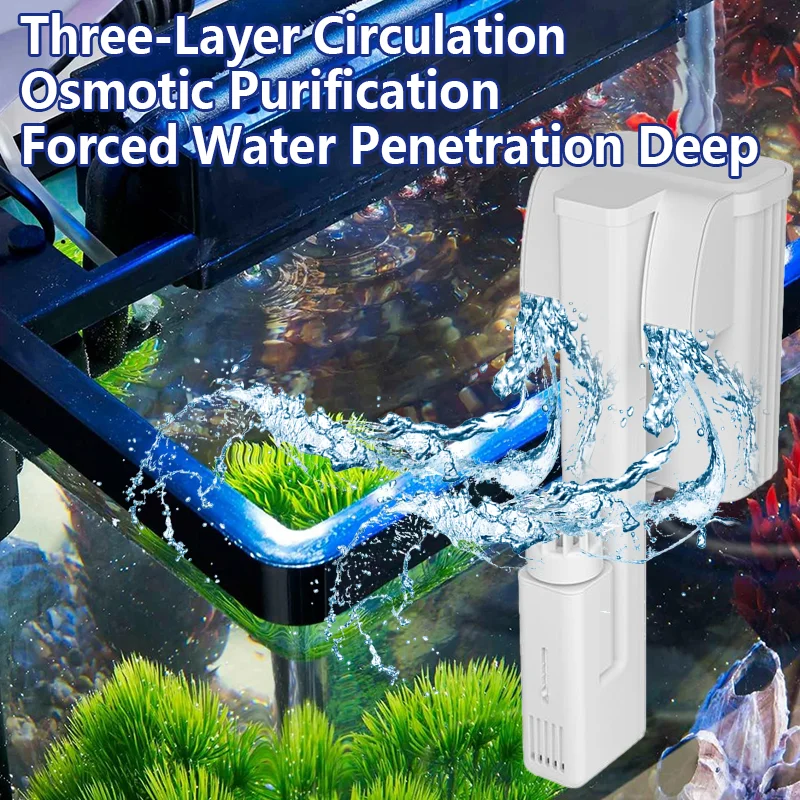 

220V Silent Filter Bucket Fish Tank External Water Pump Wall-Mounted Waterfall Filters Aquariums Accessories Exchanger Water