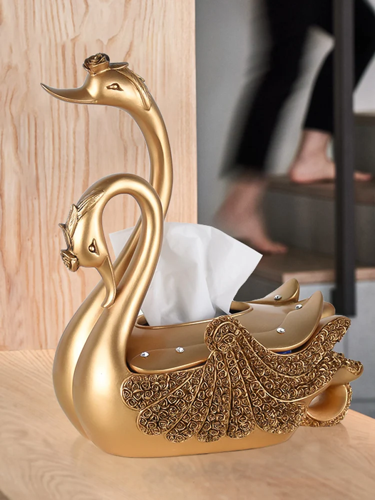 

Tea table decorations, modern and minimalist living room creative swan decorations, desktop tissue boxes, moving home gifts, hou